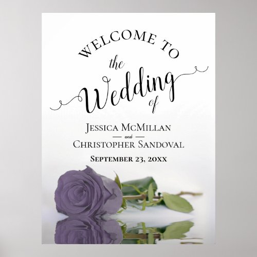 Elegant Dusty Purple Rose Stylish Wedding Welcome Poster