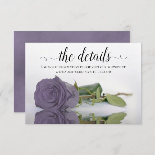 Elegant Dusty Purple Rose Wedding Details Website Enclosure Card