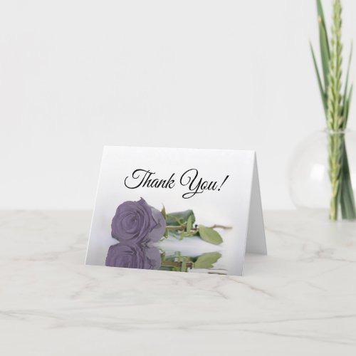 Elegant Dusty Purple Rose Wedding Photo Inside Thank You Card