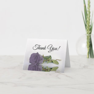Elegant Dusty Purple Rose Wedding Photo Inside Thank You Card
