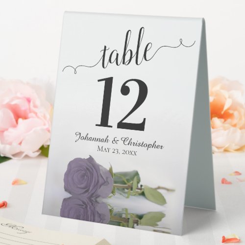 Elegant Dusty Purple Rose Wedding Table Number Table Tent Sign