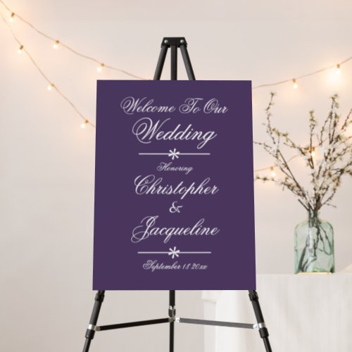 Elegant Dusty Purple Stylish Chic Wedding Welcome  Foam Board