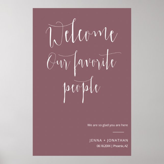 Elegant Dusty Purple Welcome Wedding Ceremony Sign (Front)