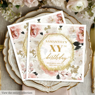 Elegant Dusty Rose 80 Birthday Napkins Custom Name