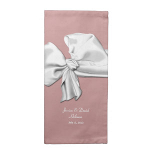 Elegant Dusty Rose and White Bow Wedding Napkins