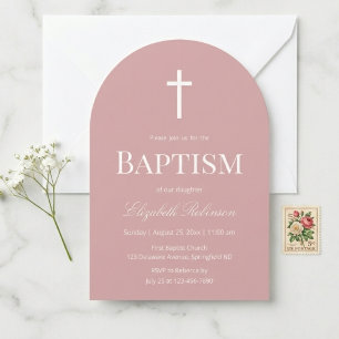 Elegant Dusty Rose Baptism Arch  Invitation