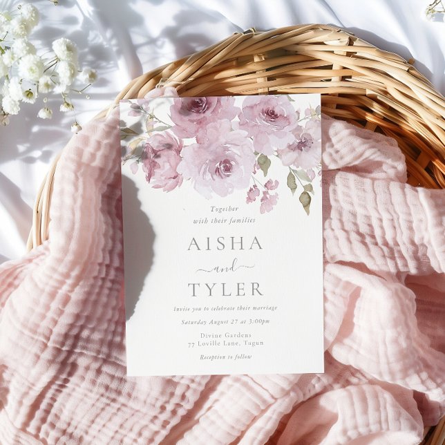 Elegant Dusty Rose & Blush Floral Wedding Invitation (Creator Uploaded)