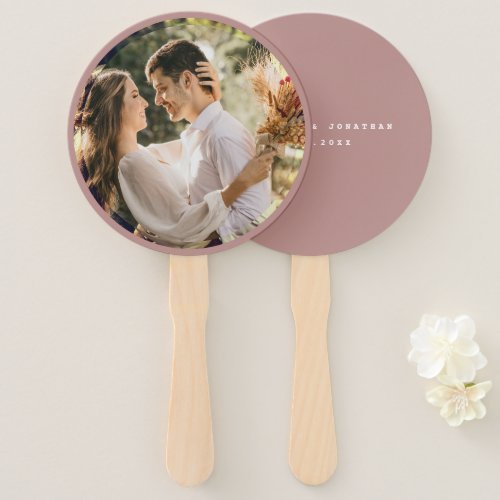 Elegant Dusty Rose Blush Neutral Wedding Photo Hand Fan