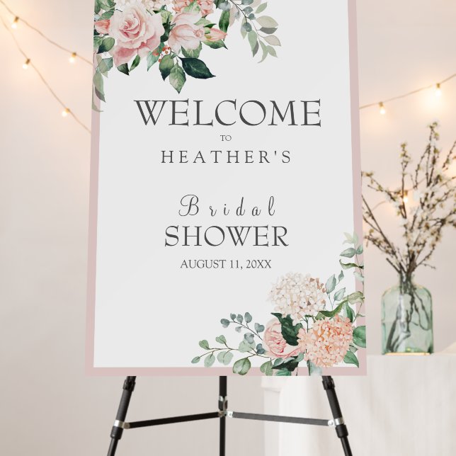 Elegant Dusty Rose Blush Peony Bridal Shower Foam Board (In Situ (Stand))