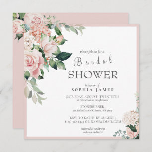 Elegant Dusty Rose Blush Peony Bridal Shower Invi Invitation