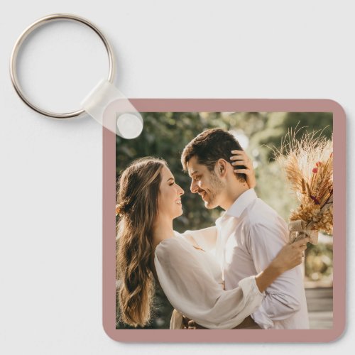 Elegant Dusty Rose Blush Photo Wedding Favor Keychain