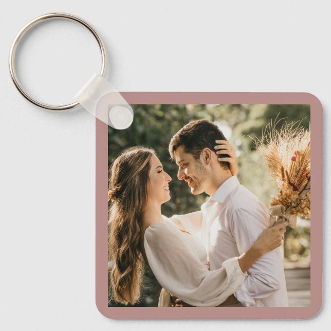 Elegant Dusty Rose Blush Photo Wedding Favor Keychain (Front)