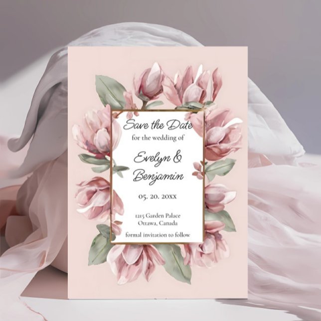 Elegant Dusty Rose Blush Save The Date (Creator Uploaded)