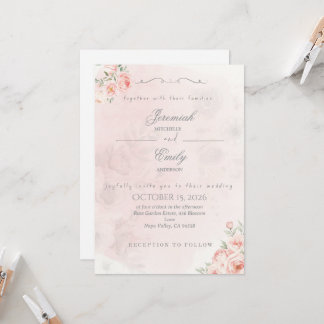 Elegant Dusty Rose Boho Cute Wedding Invitation