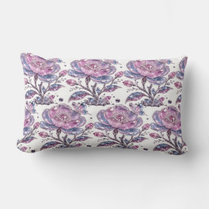Elegant Dusty Rose Botanical Pattern Design Lumbar Pillow