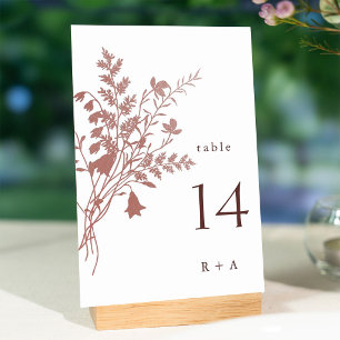 Elegant Dusty Rose Botanical Wedding  Table Number