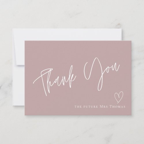 Elegant Dusty Rose Bridal Shower Thank You Card