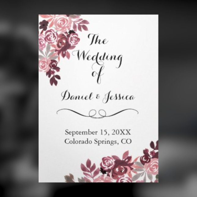 Elegant Dusty Rose Burgundy Floral Wedding Program (Creator Uploaded)