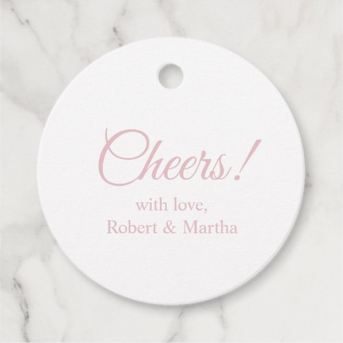 Elegant Dusty Rose Cheers Custom Personalized Favor Tags