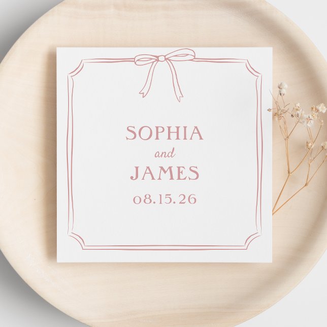 Elegant Dusty Rose Chic Simple Classic Bow Wedding Napkins (Creator Uploaded)