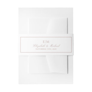 Elegant Dusty Rose Classic Script Monogram Wedding Invitation Belly Band