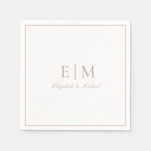 Elegant Dusty Rose Classic Script Monogram Wedding Napkins
