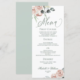 Elegant Dusty Rose Eucalyptus Wedding Menu