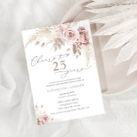 Elegant Dusty Rose Floral 25th Wedding Anniversary