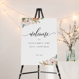 Elegant Dusty Rose Floral, Any Event Welcome Sign