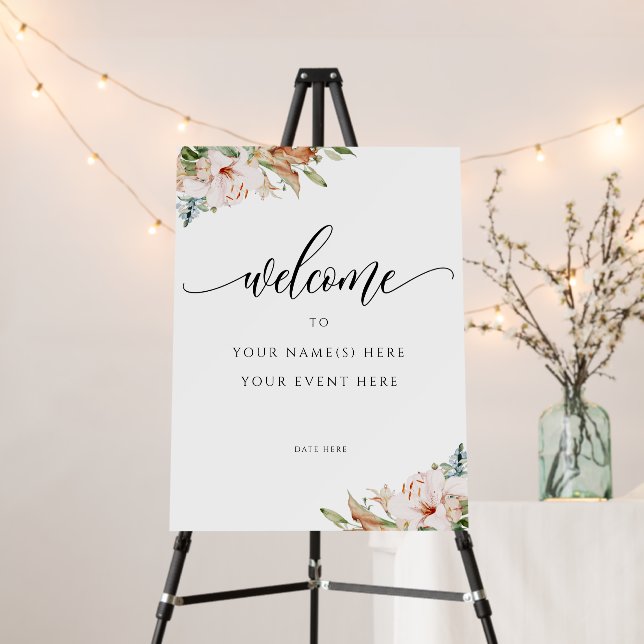 Elegant Dusty Rose Floral, Any Event Welcome Sign (In Situ (Stand))