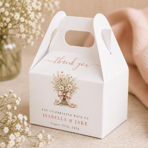 Elegant Dusty Rose Floral Boho Baby Shower Party Favor Boxes