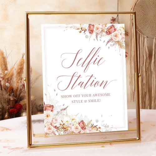 Elegant Dusty Rose Floral Bridal Photo Sign