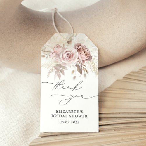 Elegant Dusty Rose Floral Bridal Shower Favors Gift Tags