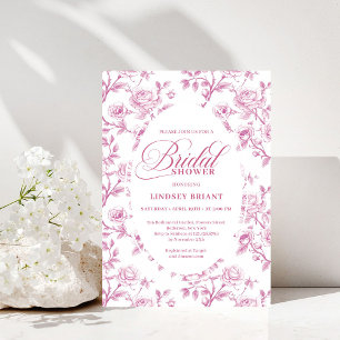 Elegant Dusty Rose Floral Bridal Shower Invitation