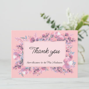 Elegant Dusty Rose Floral Thank You Card