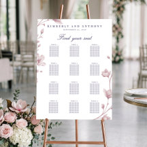 Elegant Dusty Rose Floral Wedding Seating Chart
