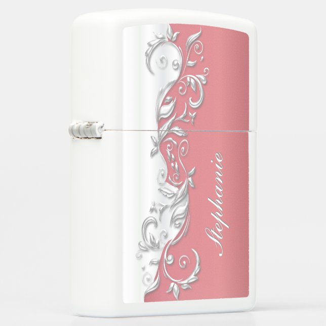 Elegant Dusty Rose Gold Design with DIY Text Zippo Lighter (Right)