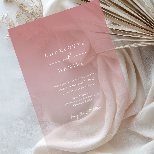 Elegant Dusty Rose Gradient Acrylic Wedding Invitations (Elegant Dusty Rose Gradient Acrylic Wedding Acrylic Invitations)