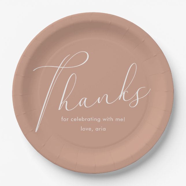 Elegant Dusty Rose Graduation Party Thank You Paper Plates (Front)