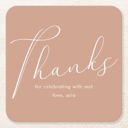 Elegant Dusty Rose Graduation Party Thank You Square Paper Coaster