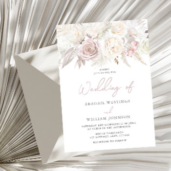 Elegant Dusty Rose & Ivory White Floral Wedding Invitation by Nicheandnest at Zazzle