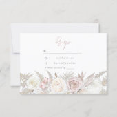 Elegant Dusty Rose & Ivory White Floral Wedding RSVP Card (Front)