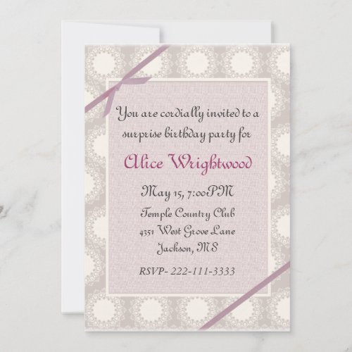 Elegant dusty rose Ladies Birthday Invitation