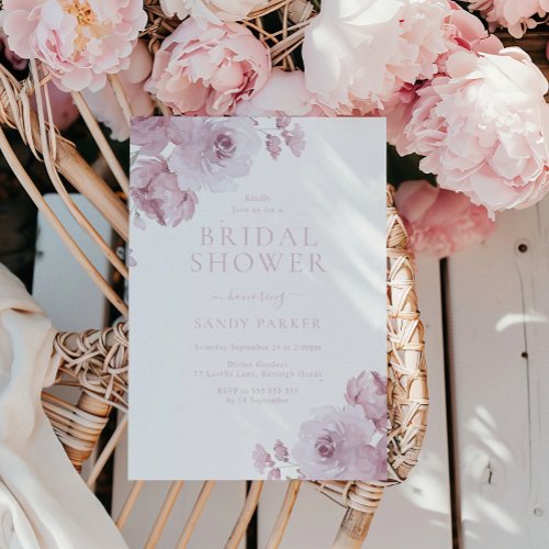  Elegant Dusty Rose Mauve Blush Bridal Shower Invitation