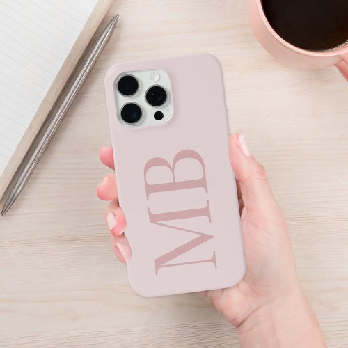 Elegant Dusty Rose Minimalist Initial Monogram iPhone 15 Pro Max Case