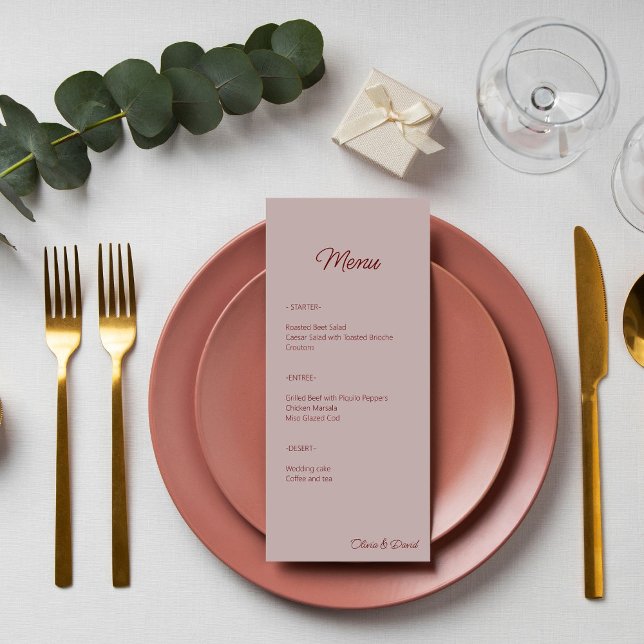 Elegant Dusty Rose Minimalist  Menu (Creator Uploaded)