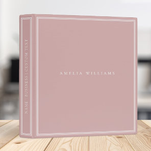 Elegant Dusty Rose Minimalist Monogram Name 3 Ring Binder