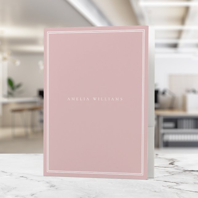 Elegant Dusty Rose Minimalist Monogram Name Pocket Folder (Creator Uploaded)