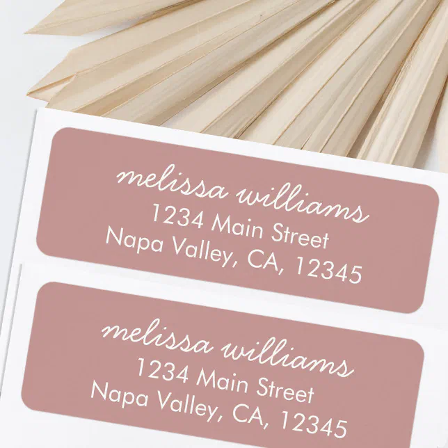 Elegant Dusty Rose Minimalist Return Address Label | Zazzle