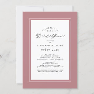 Elegant Dusty Rose Modern Wedding Bridal Shower Invitation